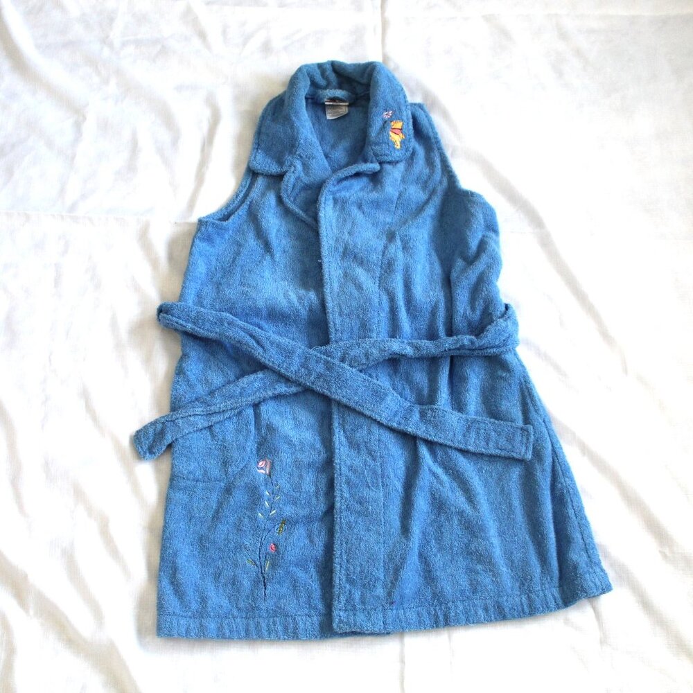 Vintage Women’s The Disney Store Blue Bathrobe Winnie The Pooh Sleeveless XS/S
